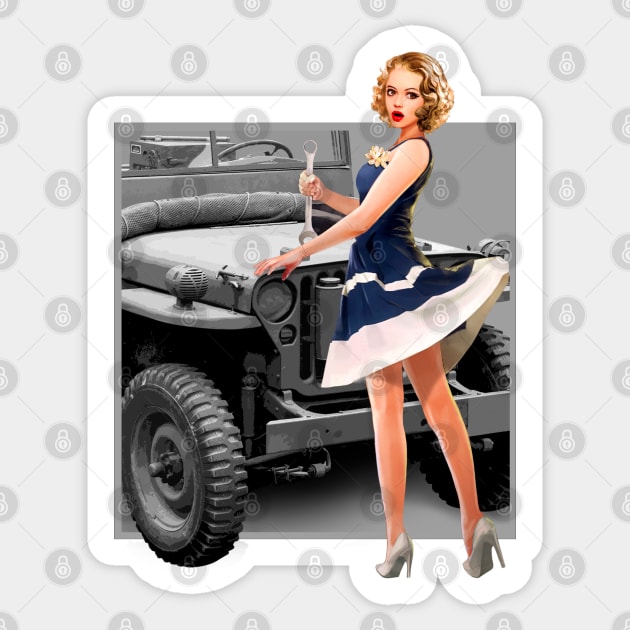 Pin-up Girls Classic Vehicle WW2 Sticker by Jose Luiz Filho